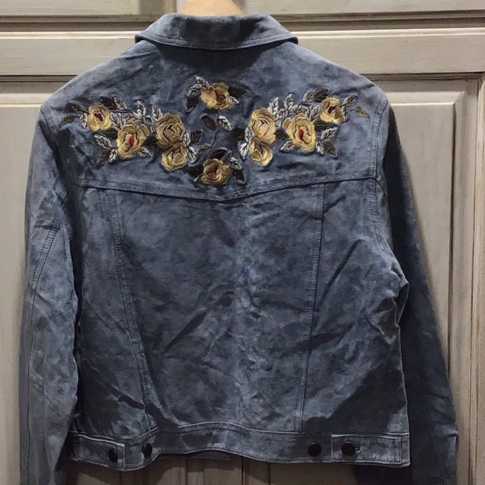 Brandon Thomas Light Blue Embroidered Jacket Y2K